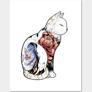 Kitsune Cat Tattoo Posters and Art